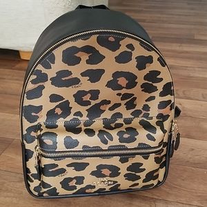 Coach f87754 medium charlie backpack with leopard print Clearance